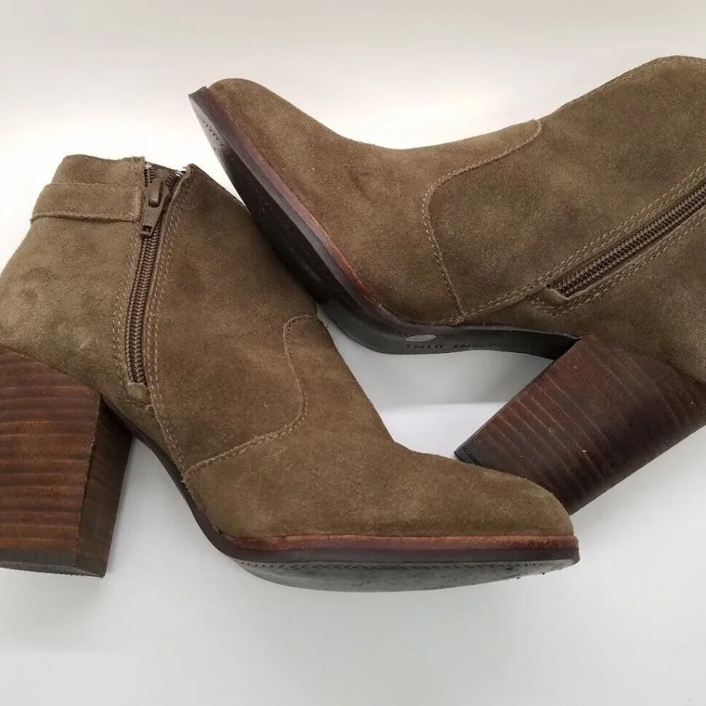 Gianni Bini Womens Ankle Boots‎ Size 8.5 Chocolate Brown Suede Leather 3.5